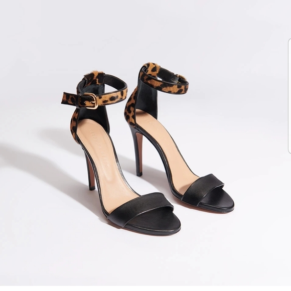 NWOT Veronica Beard Leopard Black Leather Heels - Picture 12 of 12